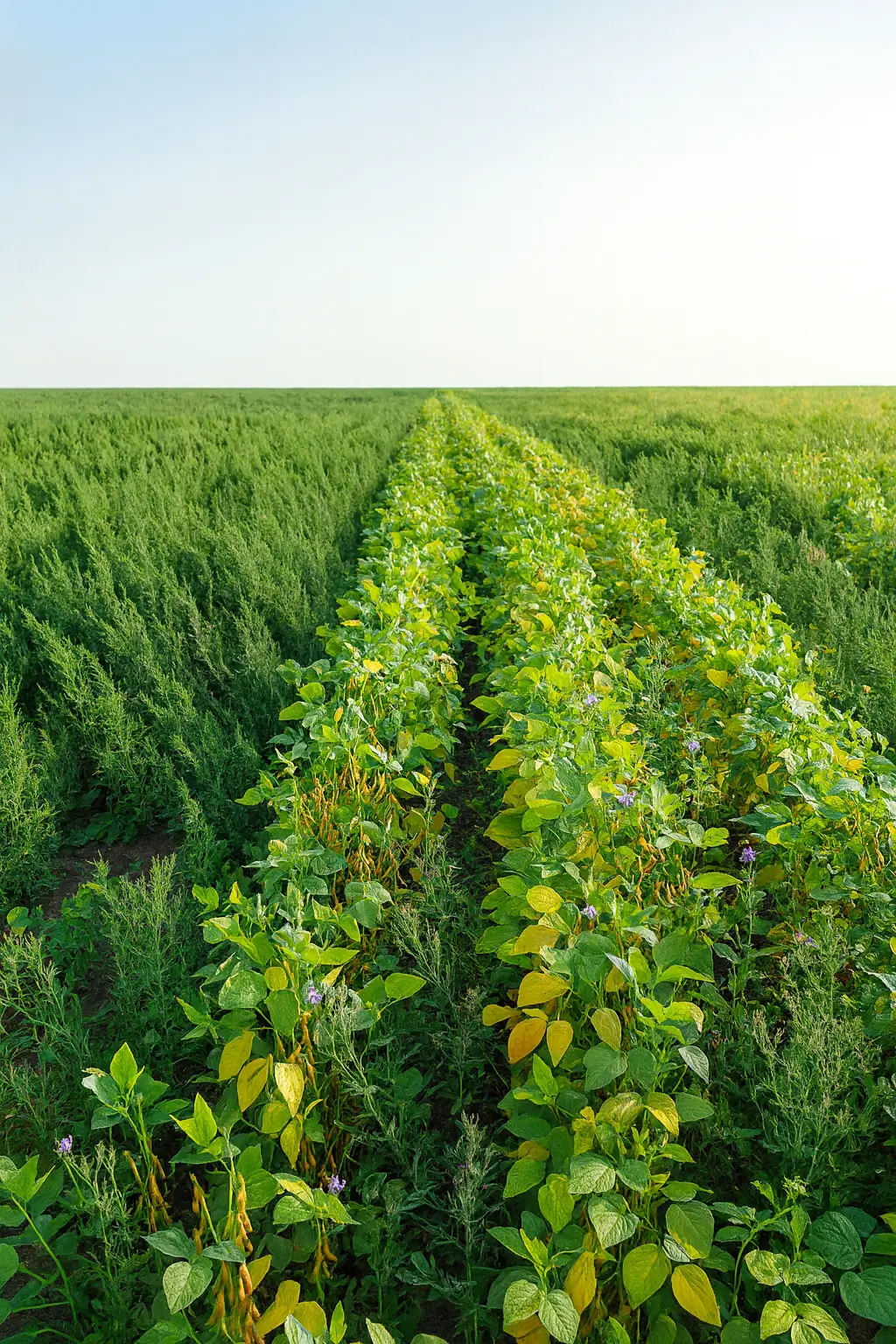 Орошаемое поле сои в Западно-Казахстанской области